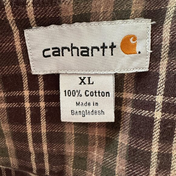 Carhartt Olive Green Flannel Lined Duck Canvas Snap Button Jacket Men's XL - Picture 9 of 10